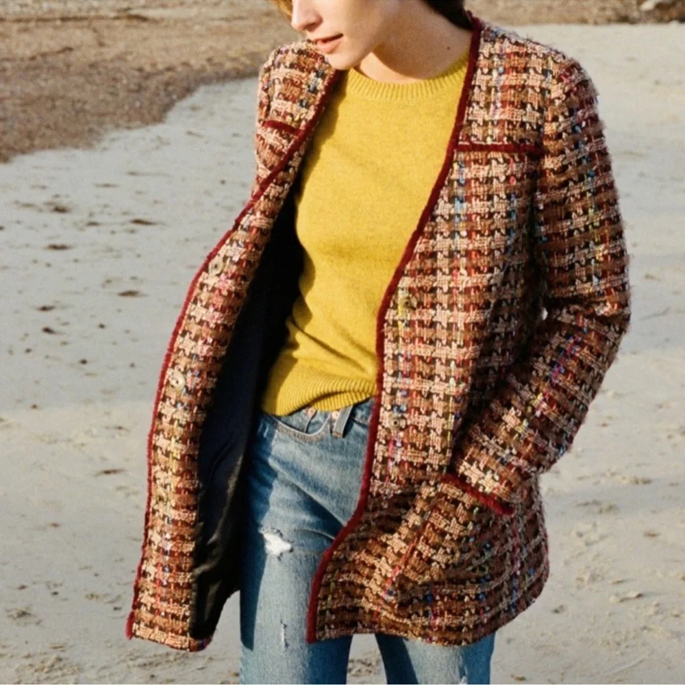 Anthropologie Ett.twa Harlequin Colorful Tweed Jacket Blazer - Picture 14 of 16